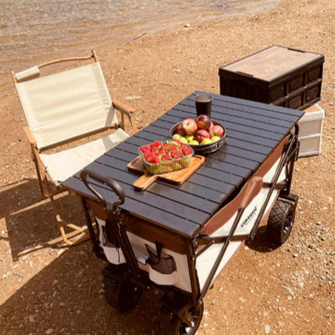 캠핑 웨건 상판 알루미늄 롤 테이블 2종, 1개, 5인치 블랙