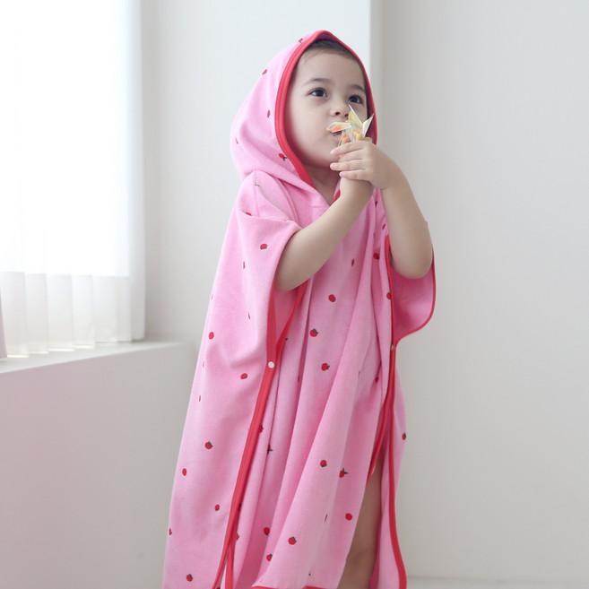 잼베이비 유아동 후드 비치가운 레인보우 다양한 색 넉넉한 모자 부드러운 감촉 면100 물놀이 필수품