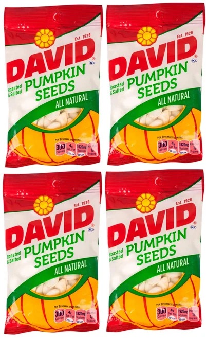 DAVID | 볶고 소금 친 호박씨 | 올 내추럴 봉지당 56g | 4팩 DAVID | 볶고 소금 친 호박씨 | 올 내추럴 봉지당 56g | 4팩, 1개 - 쿠팡