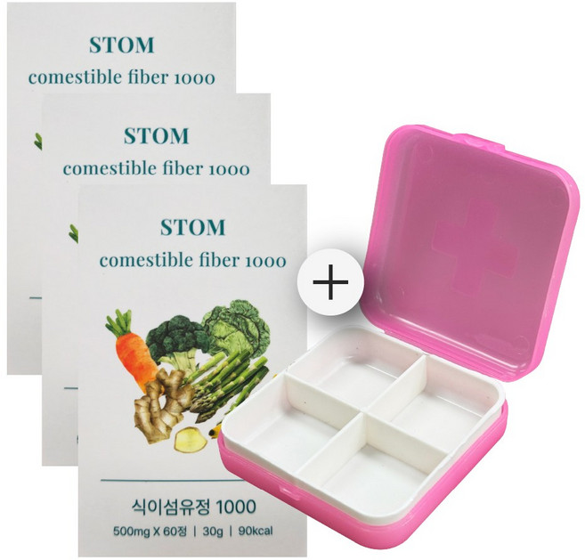 스톰 STOM 식이섬유정 1000 추가 알약 케이스 1P 증정, 3개, 60정