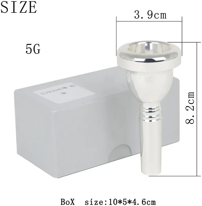 바흐 12.7mm 테너 트롬본 마우스피스 전문가 대형 5G 호른 악기 부품 액세서리, 02 Silver