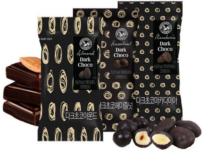간식 초코볼 다크초콜릿 (아몬드+헤이즐넛+마카다미아), 10개, 1g