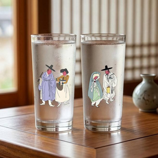 신윤복 변색 술잔 유리 하이볼 맥주 잔 2p 세트, 1세트, 2개