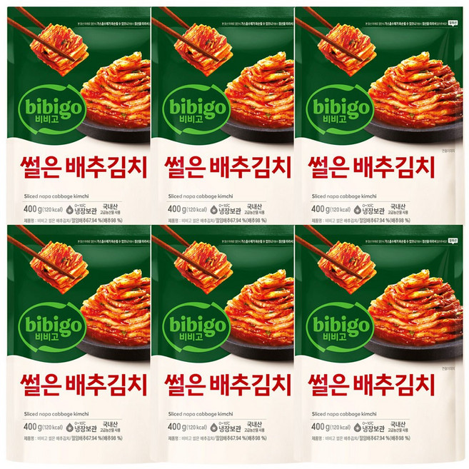 비비고 썰은배추김치, 400g, 6개