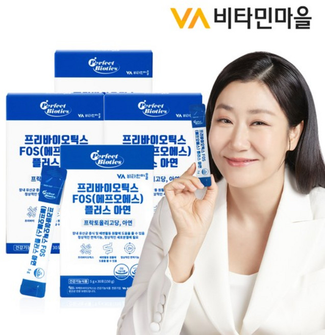 비타민마을 퍼펙트 바이오틱스 프리바이오틱스 FOS 플러스 아연 30p, 150g, 4개