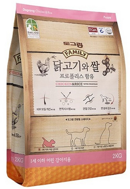 도그랑 1세 이하 퍼피 훼미리 건식사료, 곡물, 2kg, 1개