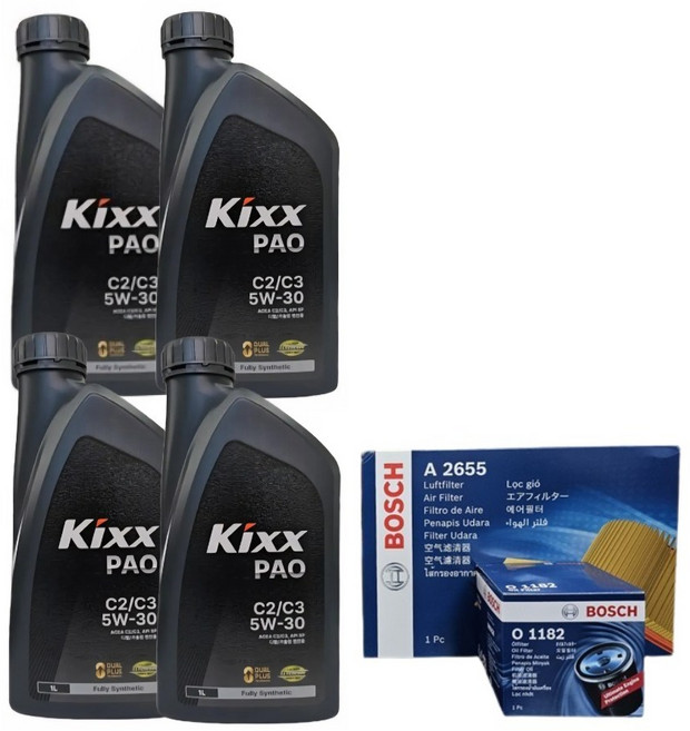 아반떼AD 1.6 가솔린 엔진오일세트 킥스 파오 C2/C3 5W30 4L O1182-A2655, 1개