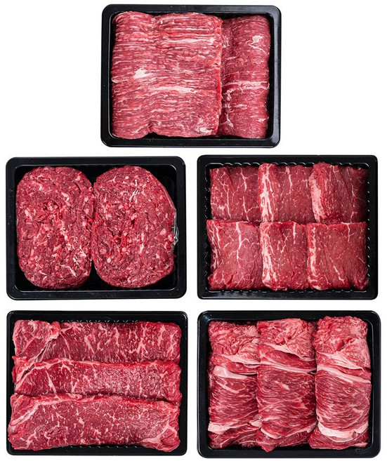 더무(THE MOO) 국내산 ++1등급 한우 선물 세트 - 등심 안심 채끝 불고기 국거리 (합계 1400g) NO.4, 1세트