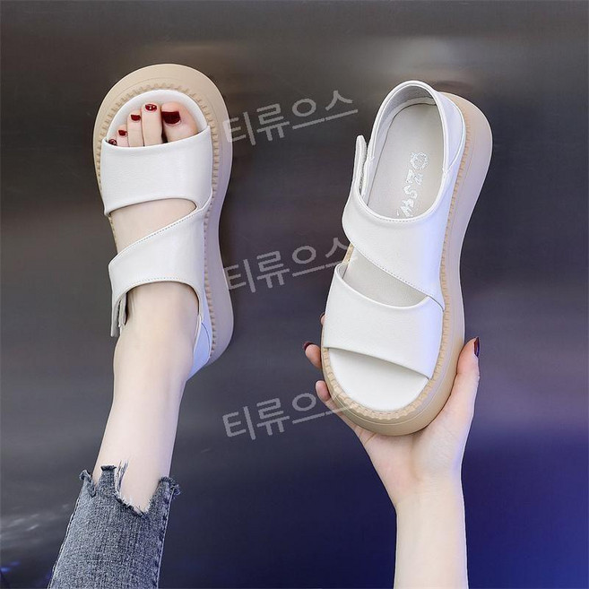 티류으스 여성 발편한 통굽 5cm 샌들 무지외반증 오픈힐 슬리퍼 여름 패션 신발