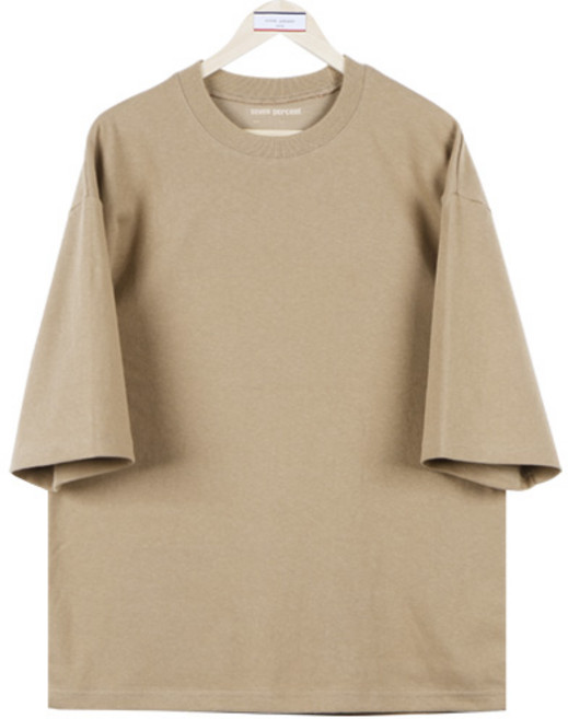 세븐퍼센트 남녀공용 빅사이즈 7부 반팔 티셔츠