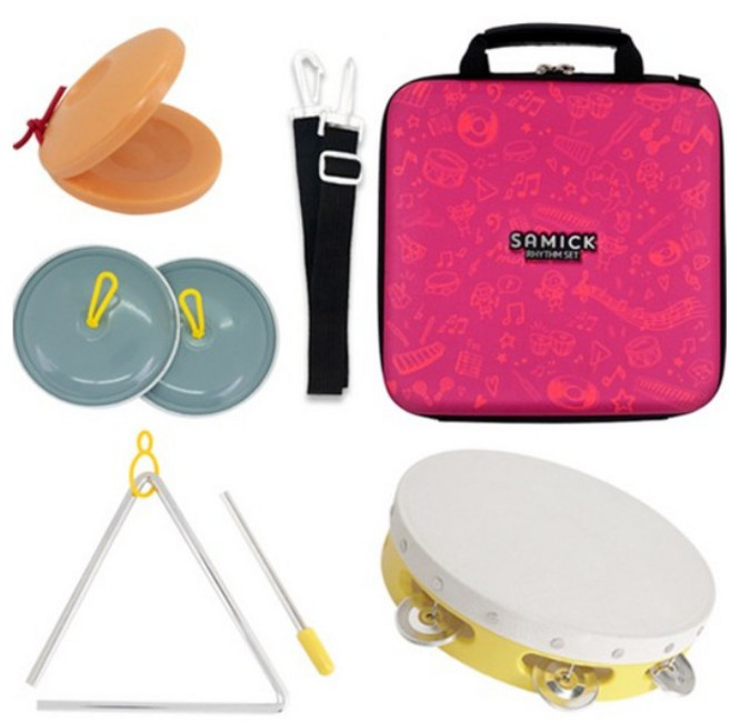 삼익악기 에바폼 케이스 탬버린 심벌즈 캐스터네츠 트라이앵글 리듬세트 NSR-E32, 0 PINK (핑크), 1개