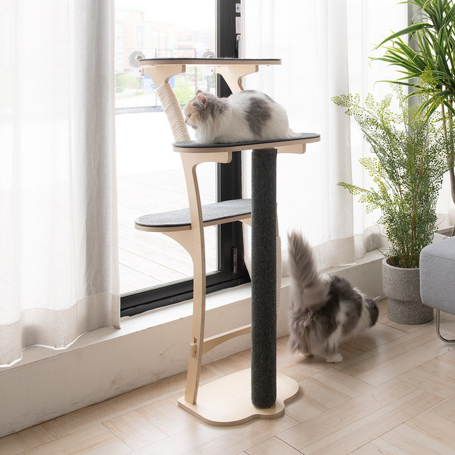 묘글 고양이 캣폴형 캣타워 원목 소형 3단 GO2078, 1개
