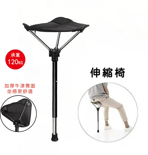 迷你 折疊椅 拐杖椅 登山旅遊排隊釣魚椅 700g, 伸縮椅, 1個