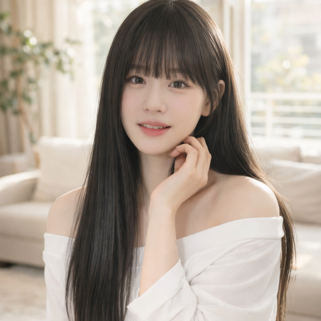 모람 긴머리 레이어드컷 자연스러운 헤어 스타일 통가발 가발망 포함, 1개, 내추럴 블랙