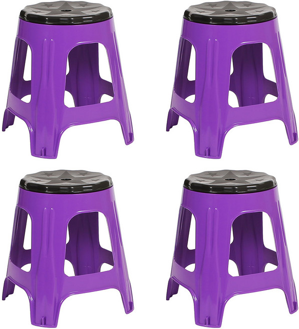 지오리빙 야외용 플라스틱 회전의자 4개 세트 간이 야외 포장마차 편의점, 퍼플