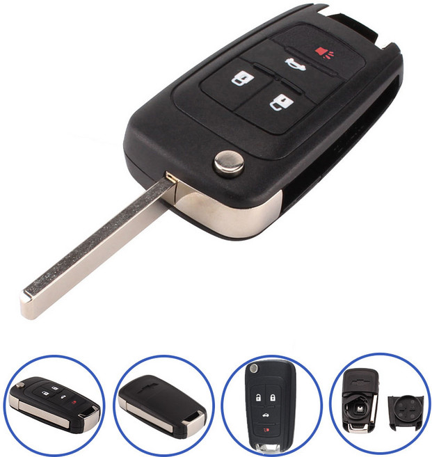 아베오 트랙스 라세티프리미어 크루즈 올란도 말리부 알페온 쉐보레 순정 폴딩키 교체형 호환용 키 케이스, 1개, 쉐보레4버튼