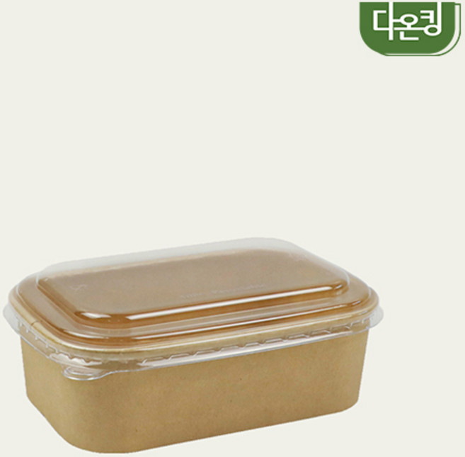 다온킹(소량) 크라프트 KB-1722 직사각 종이용기 650ml PET 뚜껑몸통세트, 1세트, 50개