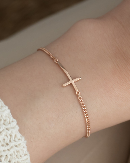 실버925 크로스 허그 심플 십자가 데일리 레이어드 팔찌 09