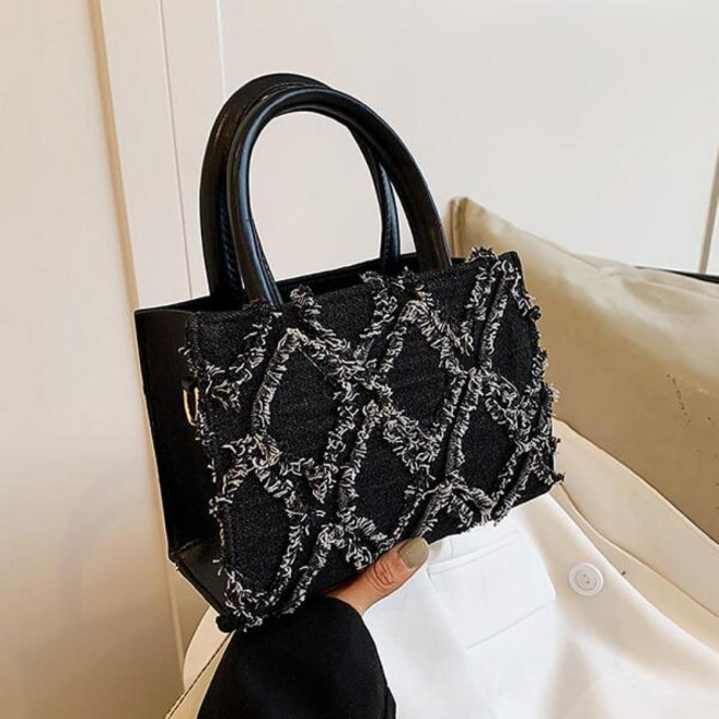 [옷자락 (osjarak)] 여자 트위드 수술 퀼팅 스퀘어 사각 스몰 미니 토트백