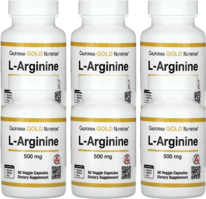 캘리포니아 골드 뉴트리션 L-아르기닌 500mg 60캡슐 6통, 60정 - 쿠팡