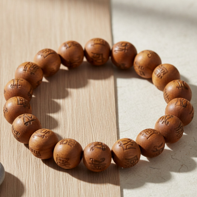 샵포이 향나무 소원성취 염주팔찌, 1개, 갈색