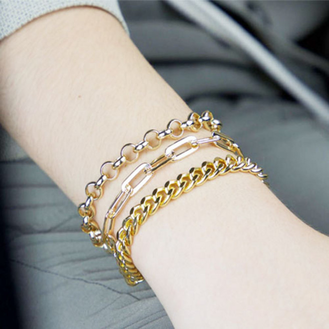 TQ 데일리 심플 체인 레이어드 토글바 팔찌 TQ639