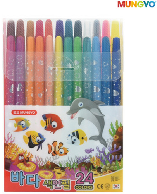문교 바다 돌돌이 색연필, 24색, 1개