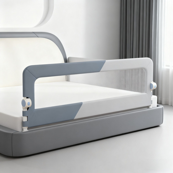 HOMERIA 침대가드 낙상 방지 및 편안한 수면 환경 제공, 화이트 그레이
