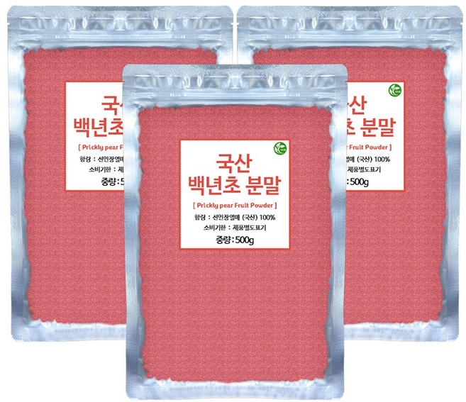신영몰 국산 백년초 분말 가루 국내산 제주도 백년초 열매만 사용, 3개, 500g