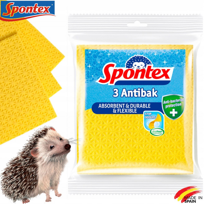 스폰텍스 셀룰로오스 항균 행주 수세미 제로스크래치 제로미세플라스틱 생분해 100%, 1개, 3개입