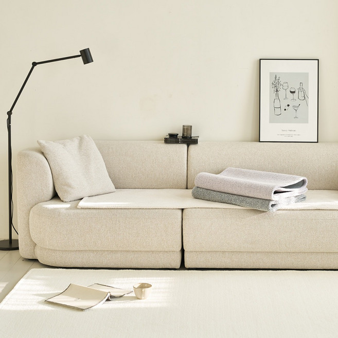 크림 극세사 거실 소파 패드 방 베란다 미니 러그 침대 러너 키친 발매트 3color