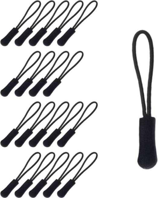 지노 다용도 스트랩 손잡이 끈 지퍼 고리, 20개, 블랙