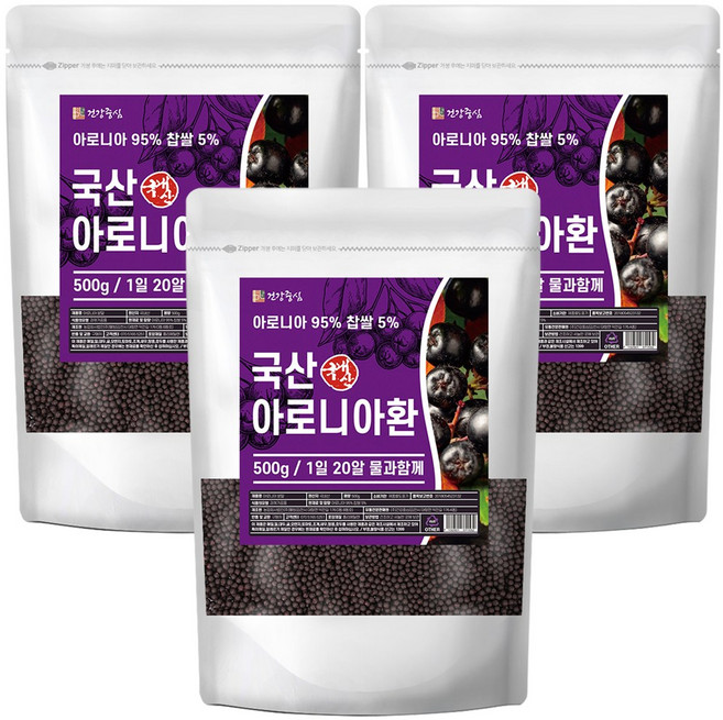 건강중심 국산 아로니아 환 95% 고함량, 3개, 500g