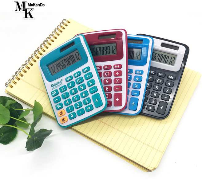 계산기 DS-231 12자리 수 계산 4가지색상 소형 컬러계산기 일반사무용 가정용, 레드