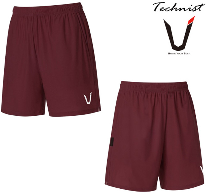 테크니스트 배드민턴 우븐 반바지 여성 3부 남성 4부 팬츠 버건디 TNP66029BD