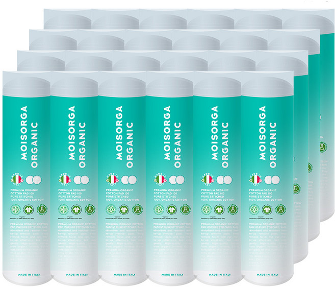 모이스올가 프리미엄 유기농 화장솜 2400매 퓨어스티치, 100매입, 24개