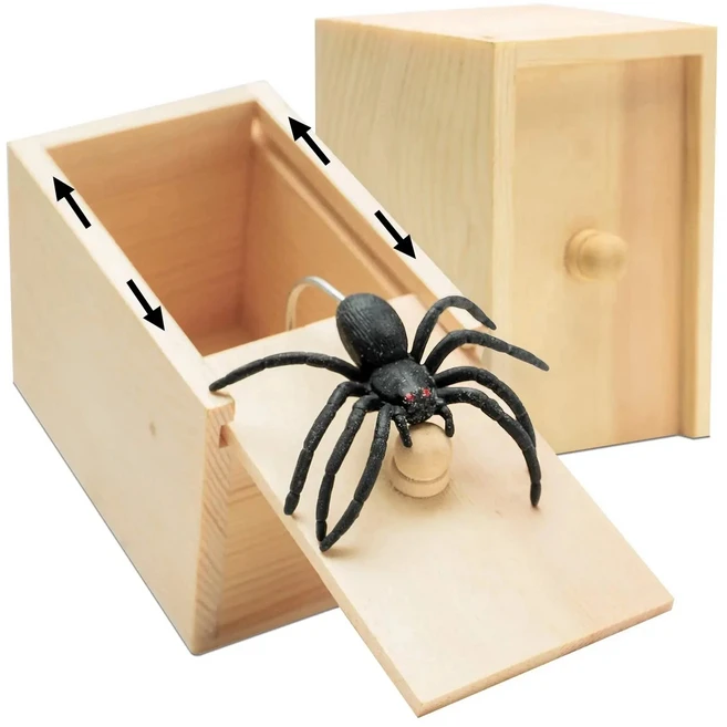 쿠쿠스토어 재미 있은 장난 감자 뱀 점프 할 수 있습니다 공포 개그 만우절 파티 소품 트릭 농담 선물, 01 싱글 사이즈, 15 Wooden box spider