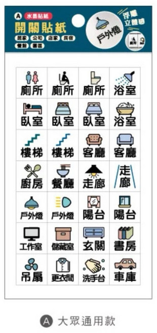 開關水晶貼紙 浮雕立體感 防水耐磨, A大眾通用款