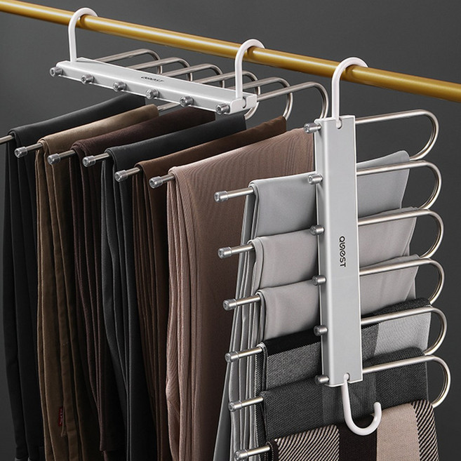 홈비 스텐레스 6구 수납 논슬립 바지걸이 옷걸이, 1개, 실버
