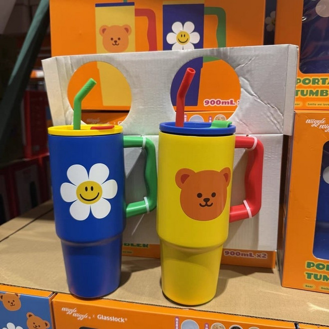 Glasslock & Wiggle 不銹鋼保溫杯 900ML, 黃色一個900ml, 1個