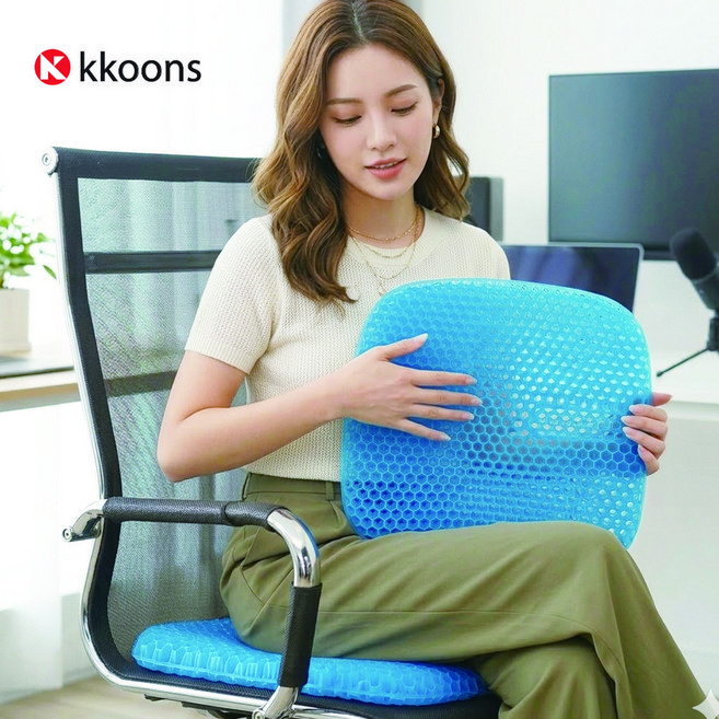 꾼스 4세대 2중 시원한 강호동 방석 통풍 에어 매쉬 방석 여름 쿨방석 젤리 쿨링 염경환방석, 1+1이벤트상품, 블루+커버증정