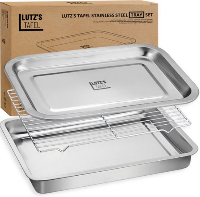 루츠스타펠 연마 제거 필요 없는 올스텐 사각 트레이 세트 4호 (400x300x50mm), 1세트, 밧드+트레이+렉