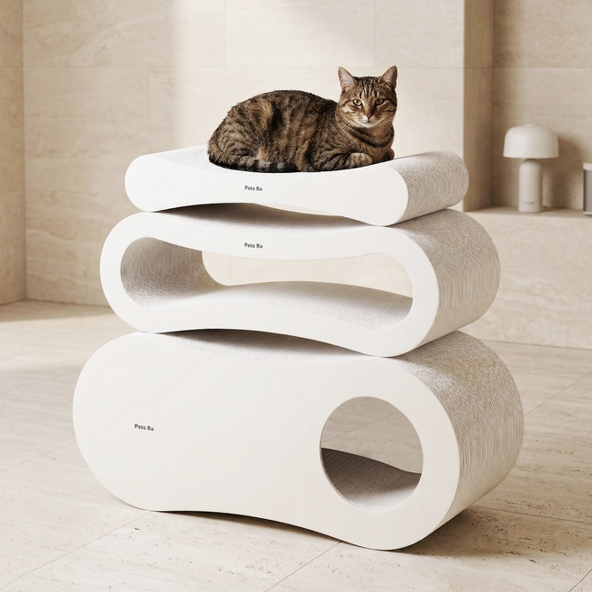 펫츠알엑스 국내 유일 올 화이트 프리미엄 3-ZONE 스크래쳐, 1개