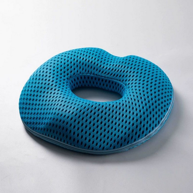 도넛 얇은 방석 임산부 사무실 수험생 라텍스 사무용 장시간 남성용 보호 꼬리뼈 바른자세 도넛방석 어르신 요양병원, 1개, 여성용 4D메시블루