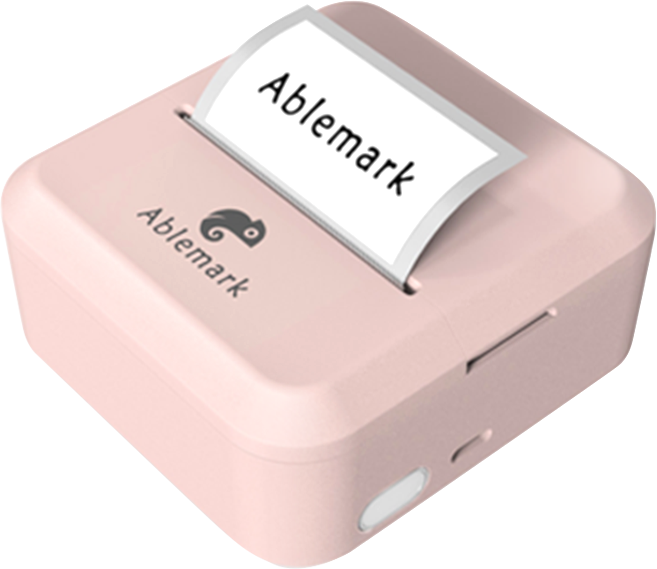 Ablemark 라벨 프린터기 스티커 라벨지포함 고속인쇄 바코드 생성 큐알코드 스캔 가능, 1세트, 핑크