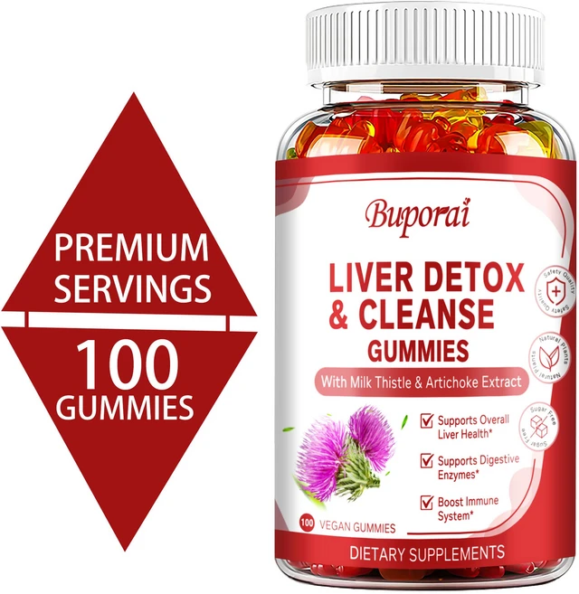 간 정화 해독 및 회복 젤리 - 24가지 강력한 허브 3000mg 밀크시슬 실리마린 민들레 아티초크 추출물 엘더베리 함유 - 무설탕 라즈베리 향 - 60개입, 1개, 60정 - 쿠팡