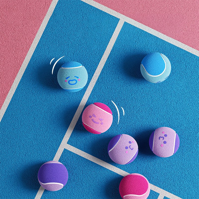 강아지 미니 테니스공 반려견 장난감 공놀이, 3개, 혼합색상