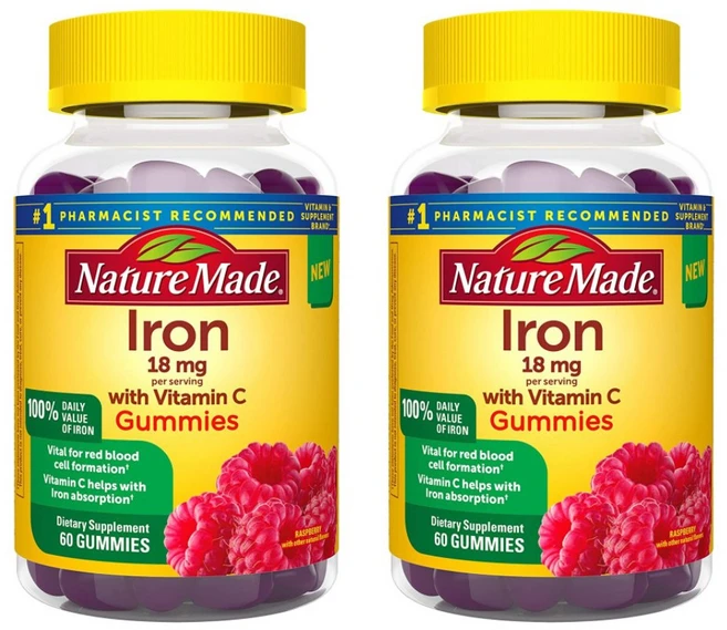 2개세트 네이쳐메이드 철분 젤리 60x2 구미, 2팩, 60정 - 쿠팡