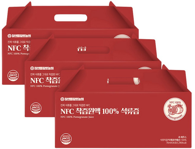 참앤들황토농원 NFC 착즙원액 100 석류즙 70ml 30포 3개