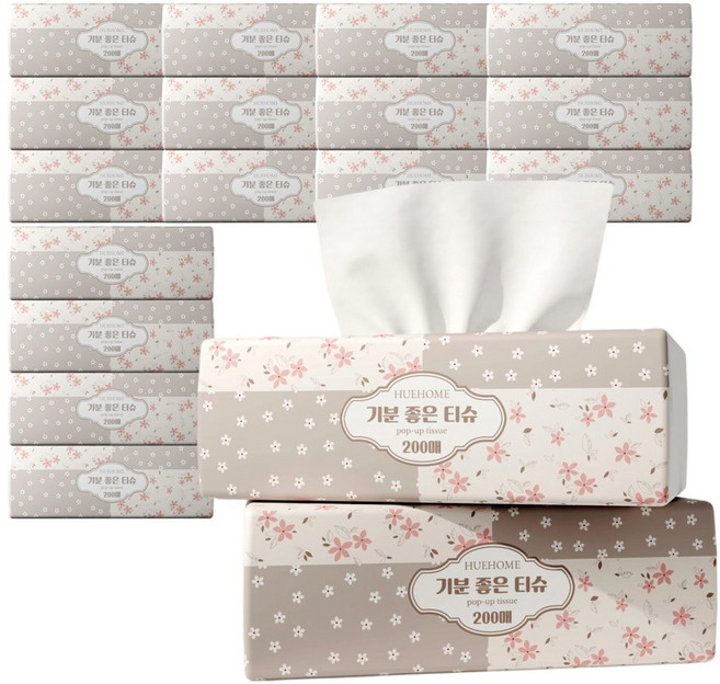 휴홈 팝업 미용티슈, 18개, 200매입